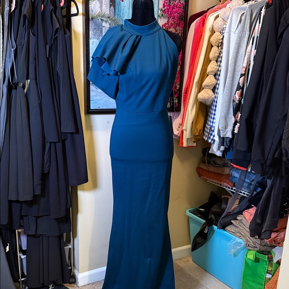 Lulu's One Shoulder Teal Dress